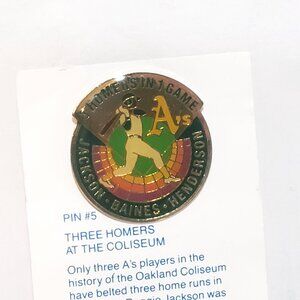Oakland A's Athletics 3 Homers Game Unocal 76 Lapel Pin Card #5 Baseball 1" 1991